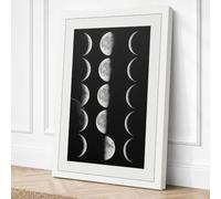 Lunar Phases Minimalist Canvas Wall Art Print 18x12 Inch (46 x 30 cm)