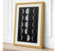 Lunar Phases Minimalist Canvas Wall Art Print 24x16 Inch (61 x 41 cm)