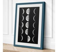 Lunar Phases Minimalist Canvas Wall Art Print 24x16 Inch (61 x 41 cm)