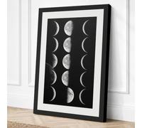 Lunar Phases Minimalist Canvas Wall Art Print 24x16 Inch (61 x 41 cm)