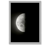 Lunar Phases Third Quarter Moon Space Astronomy Artwork Framed Wall Art Print A4 Artery8 Light Grey One Size