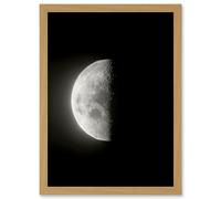 Artery8 Lunar Phases Third Quarter Moon Space Astronomy Artwork Framed Wall Art Print A4