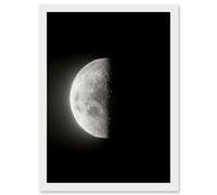 Artery8 Lunar Phases Third Quarter Moon Space Astronomy Artwork Framed Wall Art Print A4