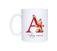 Lunar Shadow Any Name Initial Gingerbread Man Christmas Ceramic Mug 11oz Great Present for Loved Ones or as Secret Santa Gift