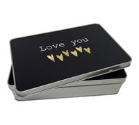 Lunar Shadow Love You Black with Gold Hearts Storage Tin