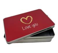 Lunar Shadow Love You Red with Gold Heart Gift for Boyfriend or Girlfriend Storage Tin