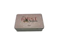 Lunar Shadow My First Christmas Beige Personalised Keepsake Storage Gift Tin