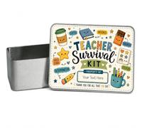 Lunar Shadow Personalised Teacher Survival Kit Blue Gift Tin - End of School Year Thank You Present