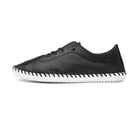 Lunar St Ives Leather Plimsoll 5 UK Black