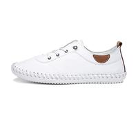 Lunar St Ives Leather Plimsoll 8 UK White