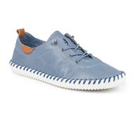 Lunar St Ives Leather Plimsoll 5 UK Mid Blue