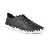 Lunar St Ives Leather Plimsoll 6 UK Black