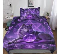 Lunar Tarot Wolf Duvet Cover Beddings Set 3D Comforter Mysticism Animal Covers for Boys Girls Kids Bedding & Microfiber With Pillow Case Single（135x200cm）