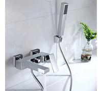 Lunar Wall Mounted Bath Shower Mixer Tap & Shower Handset Kit Chrome
