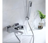 Lunar Wall Mounted Bath Shower Mixer Tap & Shower Handset Kit Chrome Nes Home Silver One Size