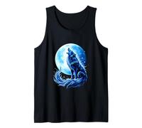 Lunar Wolf Howling at Full Moon Design Tank Top
