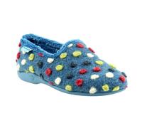 Lunar Womens Helix Polka Dot Slippers - Mid Blue - 5 UK - Mid Blue - 100% Mixed