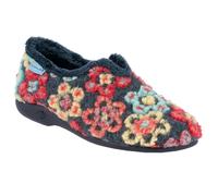 Lunar Womens Hippy Flower Slippers - Blue/Red/Yellow - 3 UK - Blue/Red/Yellow