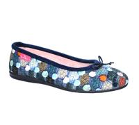Lunar Womens/Ladies Magic Spotted Slippers - Navy - 8 UK - Navy - 100% Textile