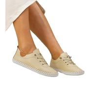 Lunar Womens/Ladies St Ives Leather Plimsolls - Cream - Cream - 6 UK - 100% Leather