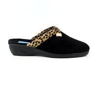 Lunar Womens Michelle Ocelot Slipper Black 8 UK