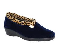Lunar Women's Paloma Leopard Print Slippers - Navy - 7 UK - Navy