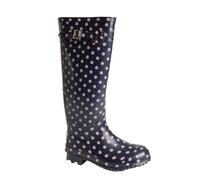 Lunar Womens Spotted Rubber Wellington Boots - Blue - 6 UK - Blue - 100% Mixed