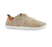 Lunar Womens St Ives Animal Print Leather Soft Plimsolls - Tan/Black - Tan/Black - 7 UK