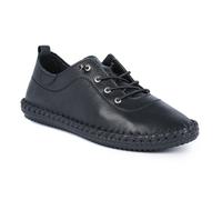 Lunar Women's St Ives Leather Plimsolls - Black - Black - 3 UK
