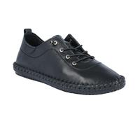 Lunar Women's St Ives Leather Plimsolls - Black - Black - 7 UK