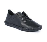 Lunar Women's St Ives Leather Plimsolls - Black - Black - 8 UK