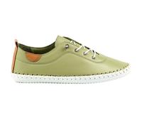 Lunar Women's St Ives Leather Plimsolls in Green | Size: 7 Lunar Green 7