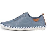 Lunar Women's St Ives Leather Plimsolls in Mid Blue | Size: 5 Lunar Mid Blue 5