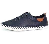 Lunar Women's St Ives Leather Plimsolls - Navy - Navy - 5 UK