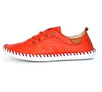 Lunar Women's St Ives Leather Plimsolls in Orange | Size: 6 Lunar Orange 6
