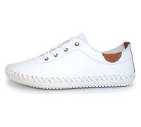 Lunar Women's St Ives Leather Plimsolls in White | Size: 8 Lunar White 8
