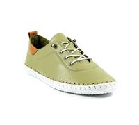 St Ives Leather Plimsolls Lunar Green 5