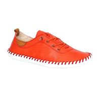 Lunar Women's St Ives Leather Plimsolls - Orange/White - Orange/White - 5 UK - 100% Leather