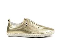 Lunar Women's St Ives Metallic Leather Plimsolls in Gold | Size: 7 Lunar Gold 7