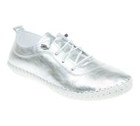 Lunar Women's St Ives Metallic Leather Plimsolls in Grey | Size: 5 Lunar Grey 5