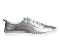 Lunar Women's St Ives Metallic Leather Plimsolls in Silver | Size: 4 Lunar Silver 4