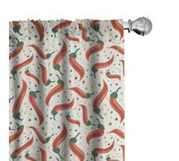 Lunarable Cinco De Mayo Window Curtains, Graphic Hot Chili Peppers Pattern on Colorful Dotted Background, Lightweight Decor 2-Panel Set with Rod Pocket, Pair of - 28" x 95", Red Green