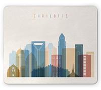 Lunarable North Carolina Mouse Pad, Charlotte Downtown Skyscrapers Urban Area Digital Global City United States, Rectangle Non-Slip Rubber Mousepad, Standard Size, Multicolor