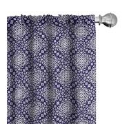Lunarable Royal Blue Curtains, Antique Moroccan Style Middle Eastern Inspired Ceramic Pattern Oriental Print, Window Treatments 2 Panel Set for Living Room Bedroom, Pair of - 28" x 84", White Indigo
