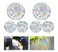 LunarCharm 16 Round Prism Window Stickers, Suncatcher Window Decals, Bird Anti-Collision Stickers, Multi-Colored, Rainbow Effect, PVC Material, Vibrant Style