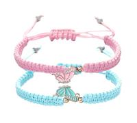 LunarCharm 2 Pack BFF Bracelets for Matching, Butterfly Bracelets, Adjustable, Best Friends Gifts, Friendship Bracelet, Gifts for Teenagers, Blue/Pink