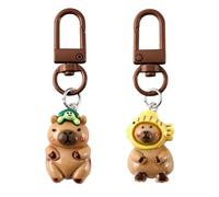 LunarCharm 2-Piece Capybara Key Ring for Ladies and Girls - Cute Bag Charm - Gift for Friends