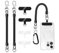 LunarCharm 2 Piece Phone Lanyard Anti-Theft Phone Strap Coil Cord for Outdoor Hiking and Climbing for Most Smartphones, with TPU Phone Patch