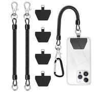 LunarCharm 2 Stück Telefonleine Diebstahlschutz-Telefongurt Federkordelbändern für Outdoor-Wandern und Klettern für die meisten Smartphones, Schwarz Handykette Halterung