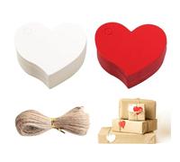 LunarCharm 200 pieces heart gift tag small, with hemp rope, heart pendant paper, carnival decoration DIY, for Valentine's Day wedding birthday communion holiday decoration